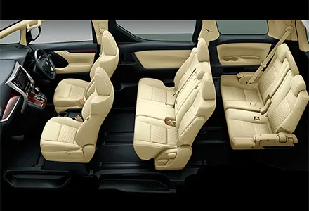 Toyota Alphard ภายใน เบาะแถว 2 และแถว 3 (TOYOTA Rent a Car)