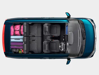 Toyota Roomy มุมมองจากด้านบน การจัดวางสัมภาระ (TOYOTA Rent a Car)